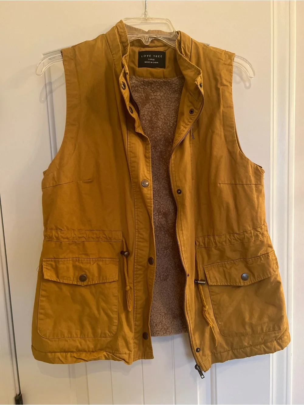 Love Tree Women's Mustard Utility Vest with Front Pockets
